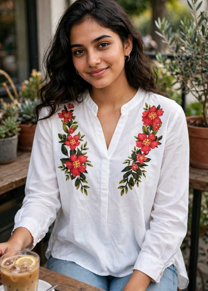 Embroidered White Top