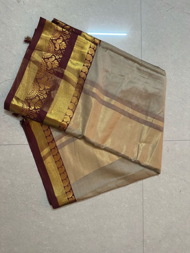 Elegant Silk Saree with Golden Border
