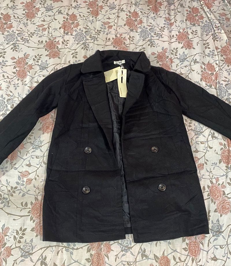 Stylish Black Double-Breasted Coat