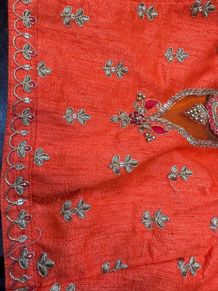 Embroidered Orange Blouse