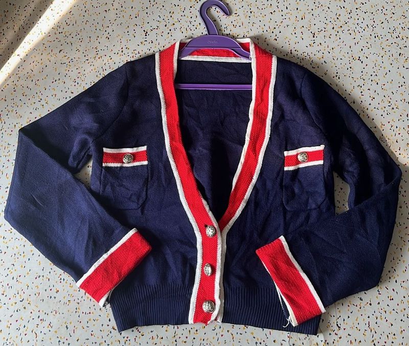 Retro Style Navy Cardigan