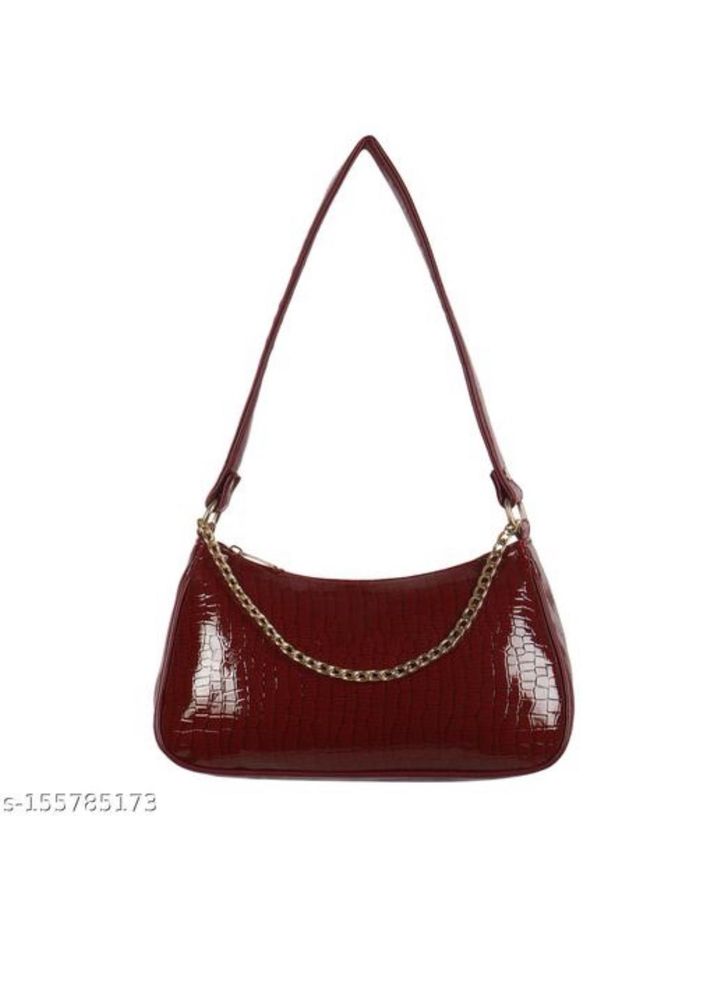 Maroon Textured Handbag