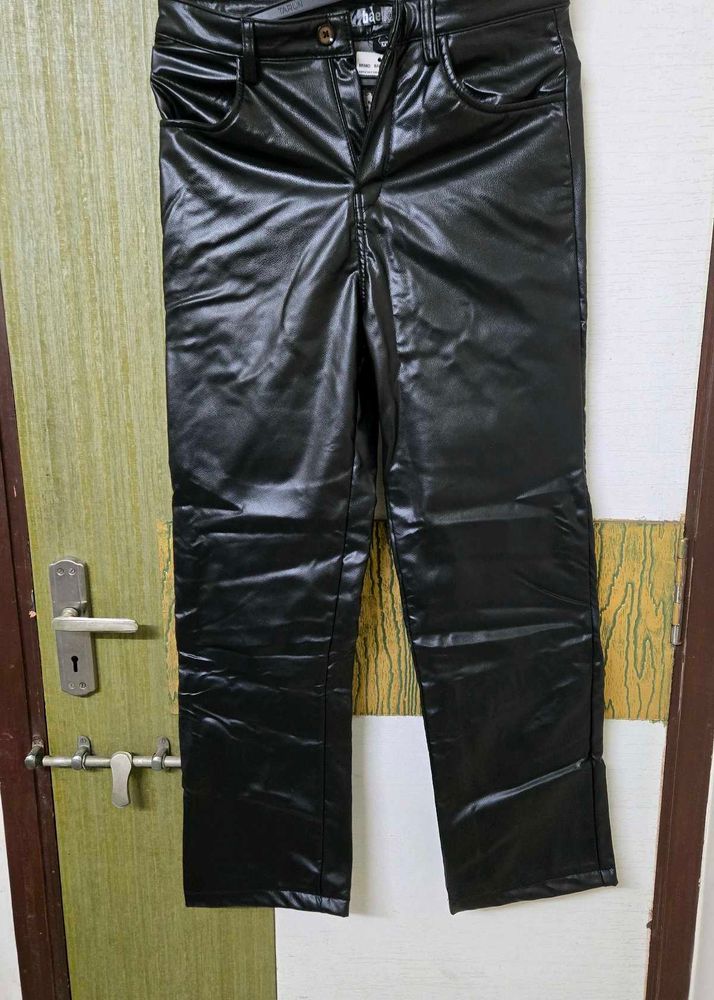 Shiny Black Faux Leather Pants