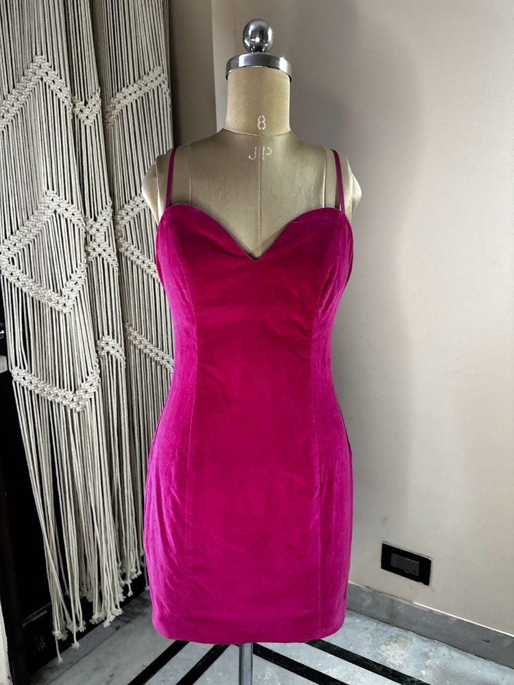 Hot Pink Midi Length Dress