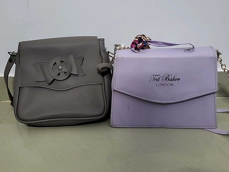 Ted Baker Lavender Shoulder Bag &amp; Grey Bow Ba