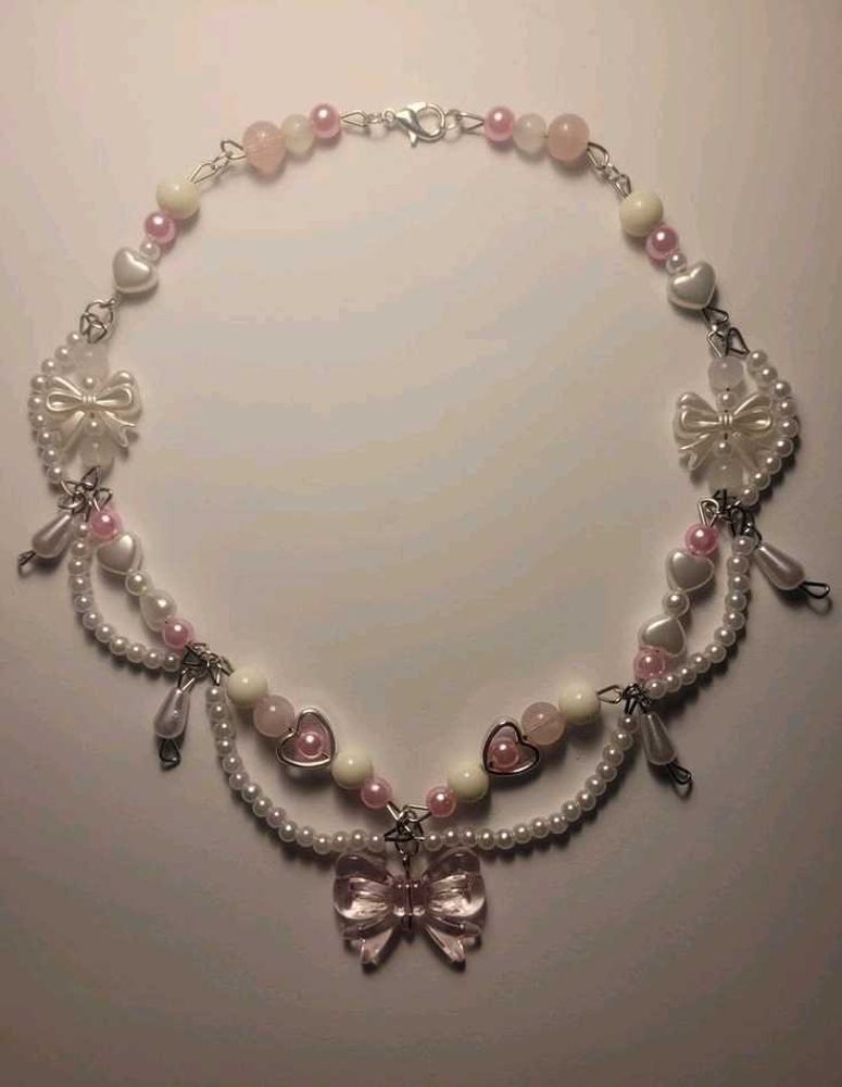 Pink Bow Pearlcore Necklace