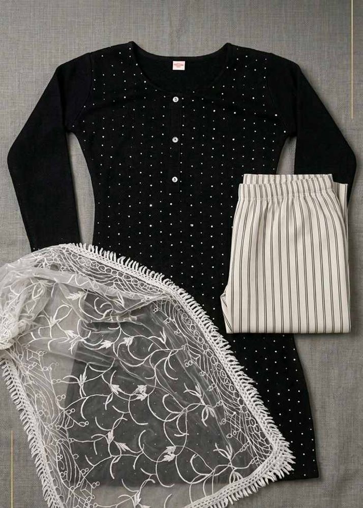 Elegant Black Kurta Set with Dupatta