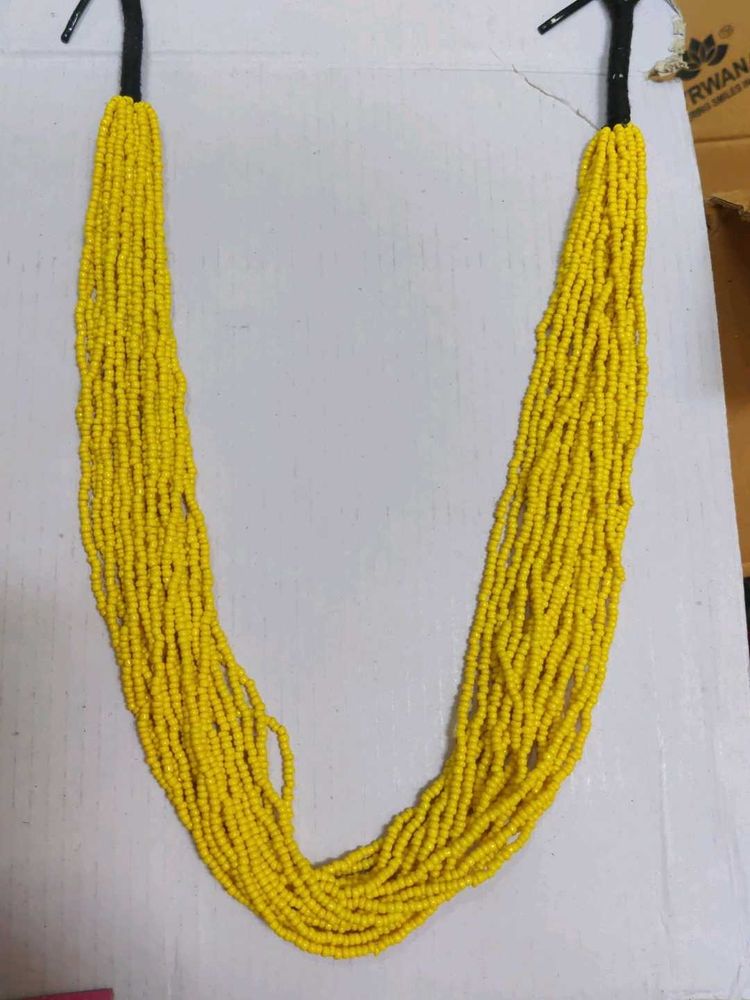 Vibrant Yellow Beaded Necklace