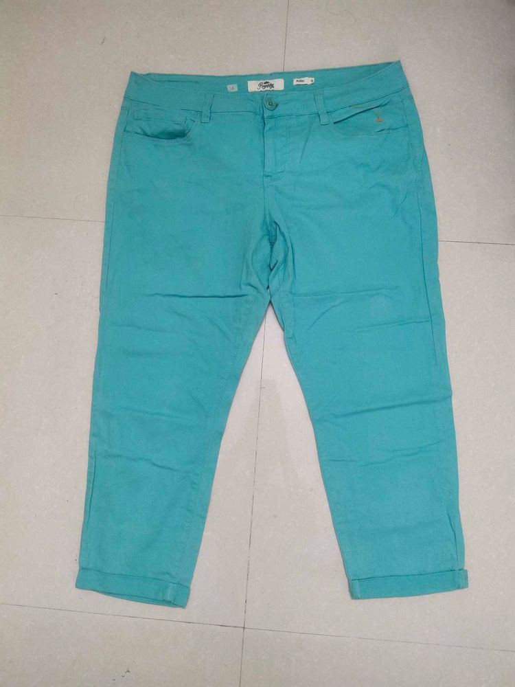 Imported Ankle Length Cyan Capri Pant