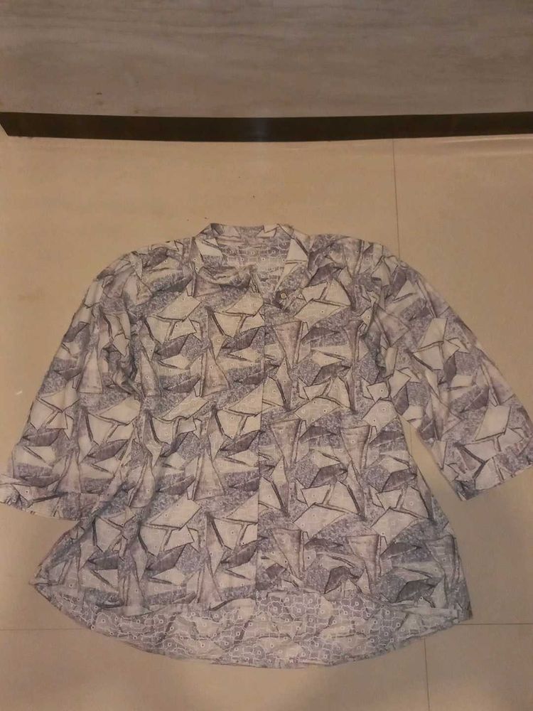 Unique Abstract Print Button-Up Shirt
