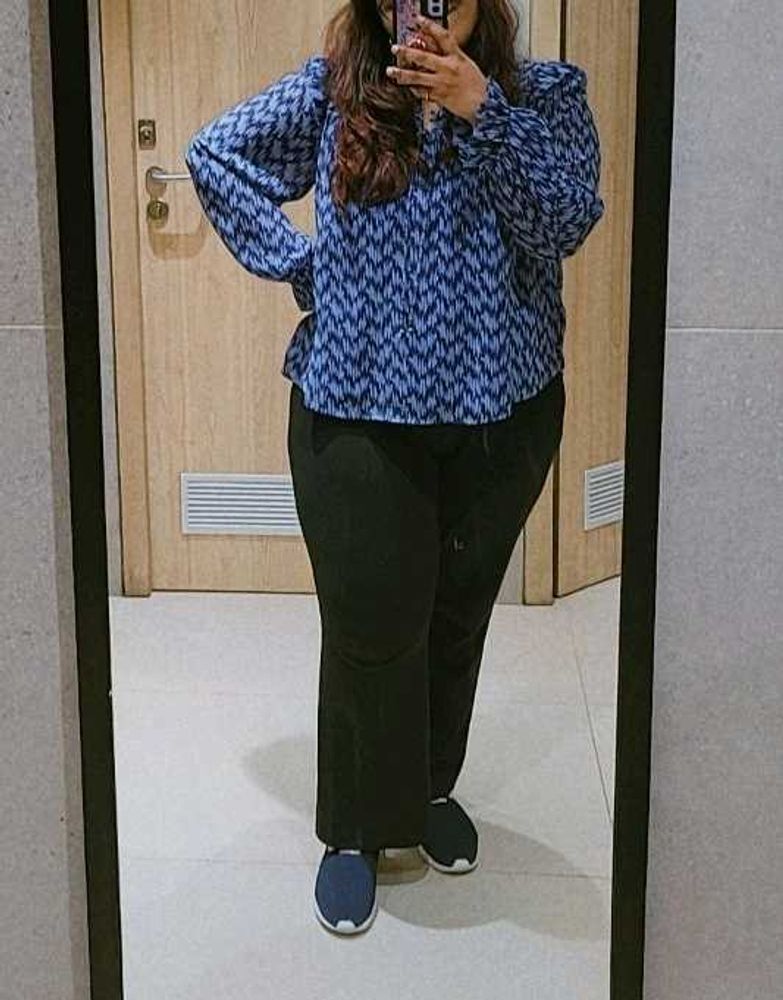 Marks &amp; Spencer-Per Una Blue Patterned Top