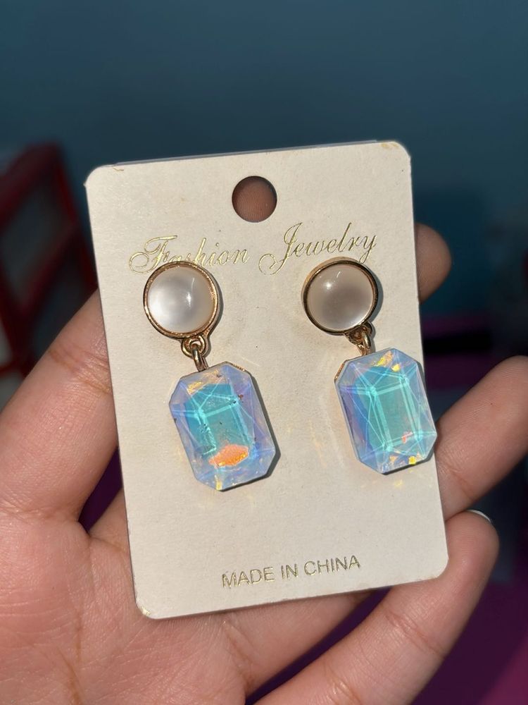 Iridescent Gemstone Drop Earrings