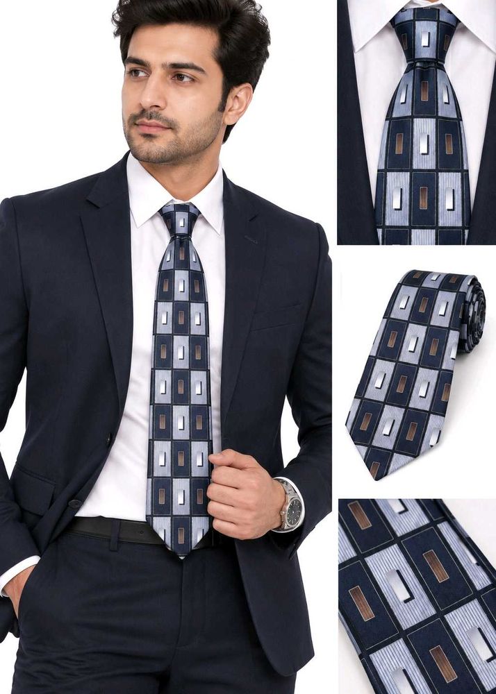 Haggar Geometric Pattern 100% Silk Tie