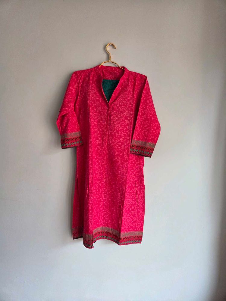 Elegant Pink Floral Print Kurta