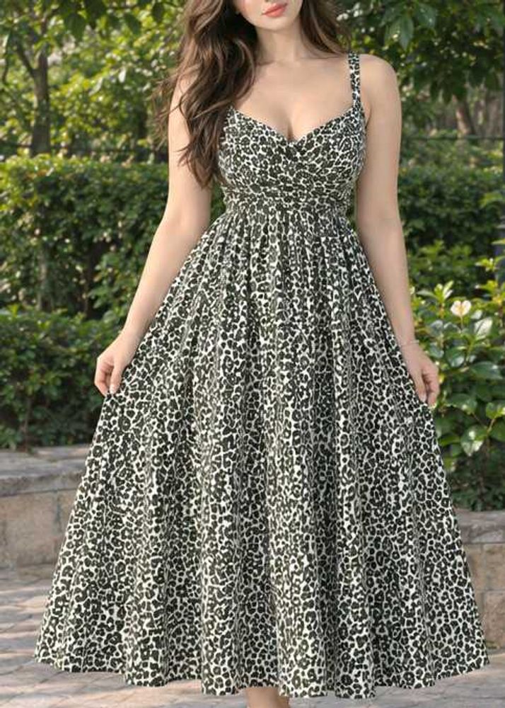 Chic Leopard Print Midi Dress