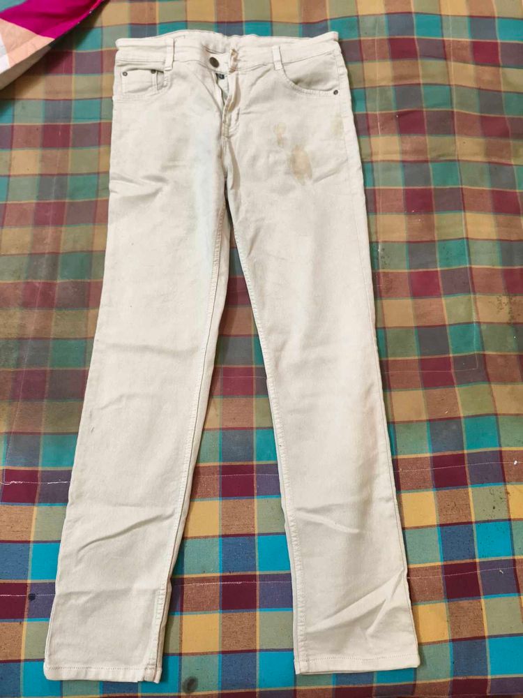 mens Light Beige Straight Leg Jeans