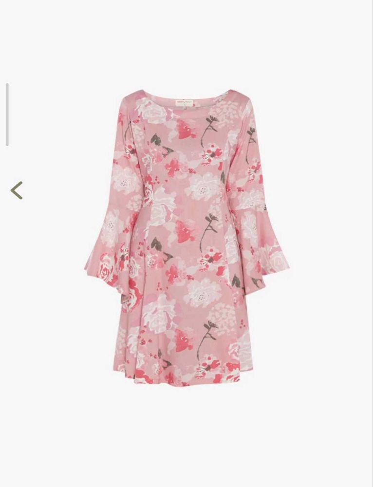 Chic Pink Floral Bell Sleeve Dress