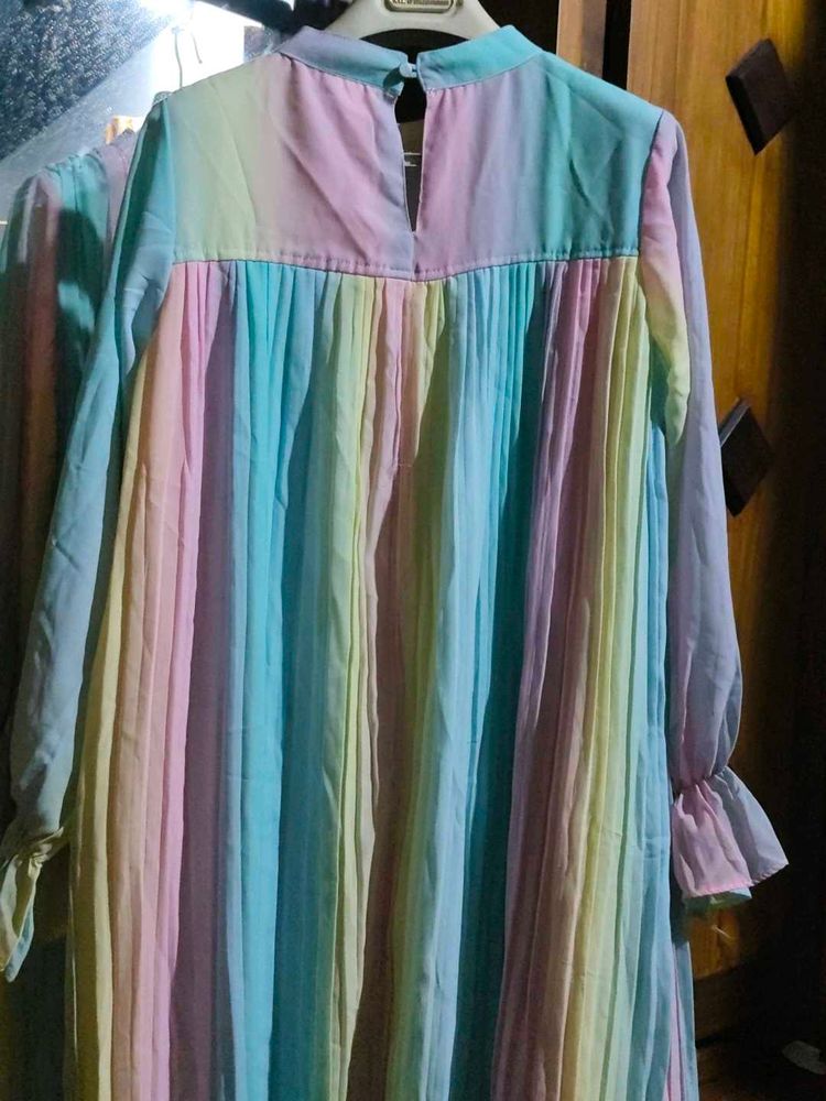 Pastel Rainbow Pleated Kurta