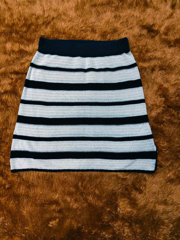 Striped Crochet Mini Skirt