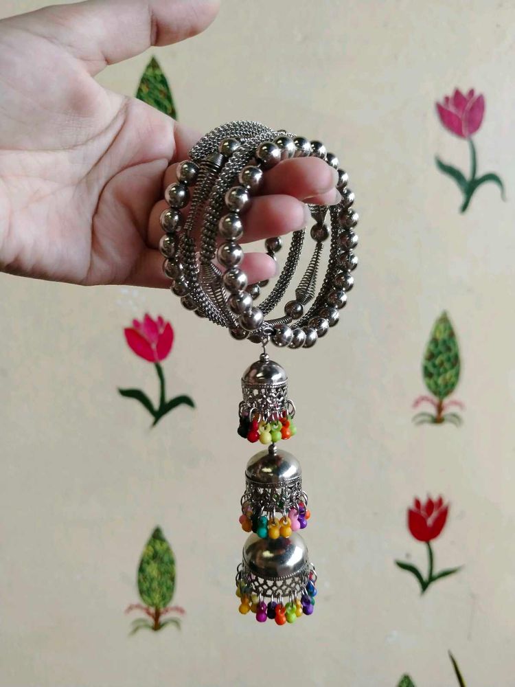 Boho Beaded Bangles with Jhumka Charms