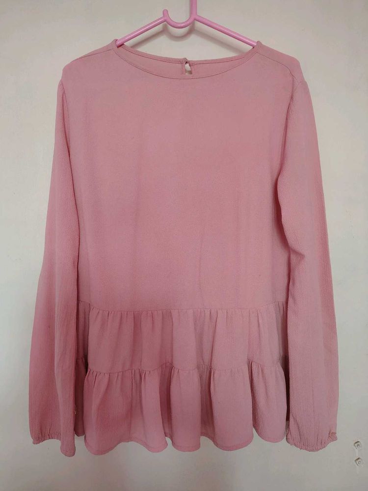 Pink Tiered Long Sleeve Top