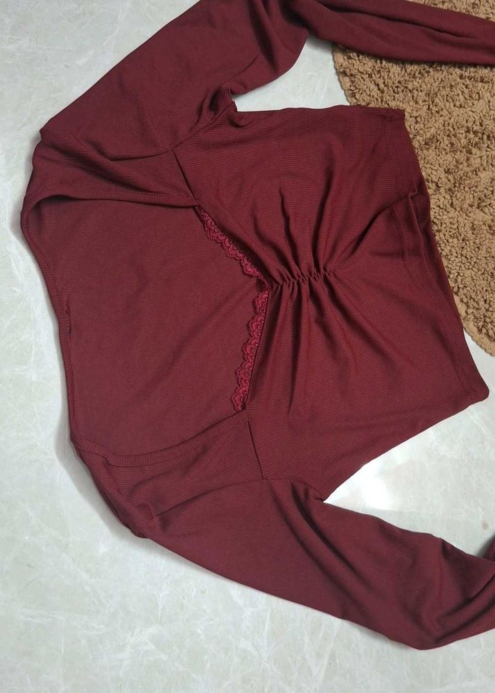 Maroon Long Sleeve Top