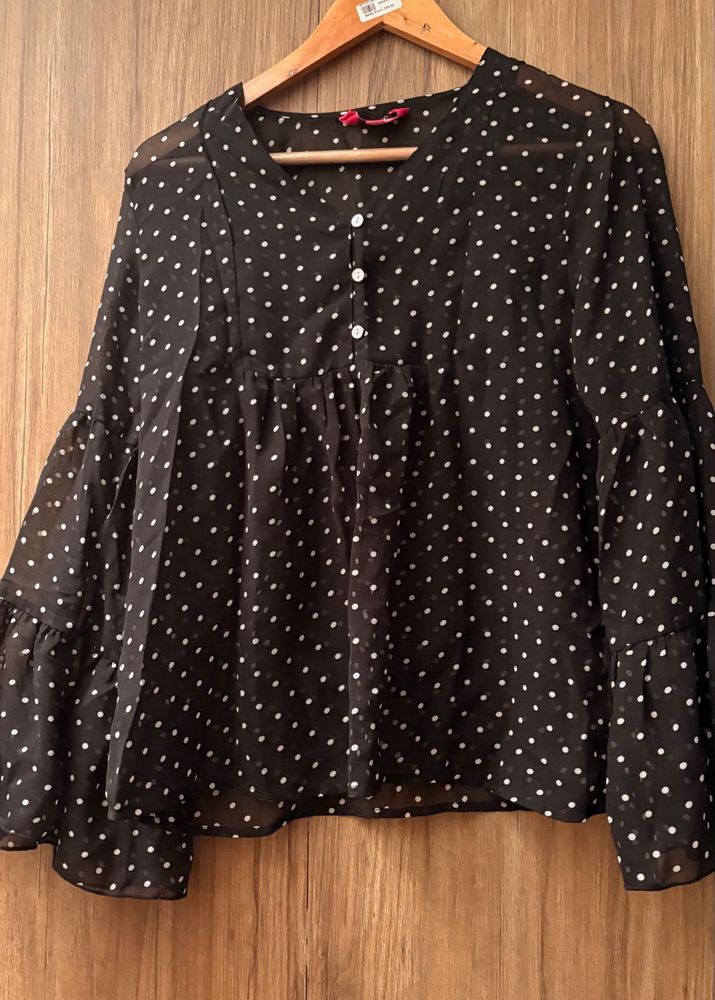 Chic Polka Dot Bell Sleeve Top
