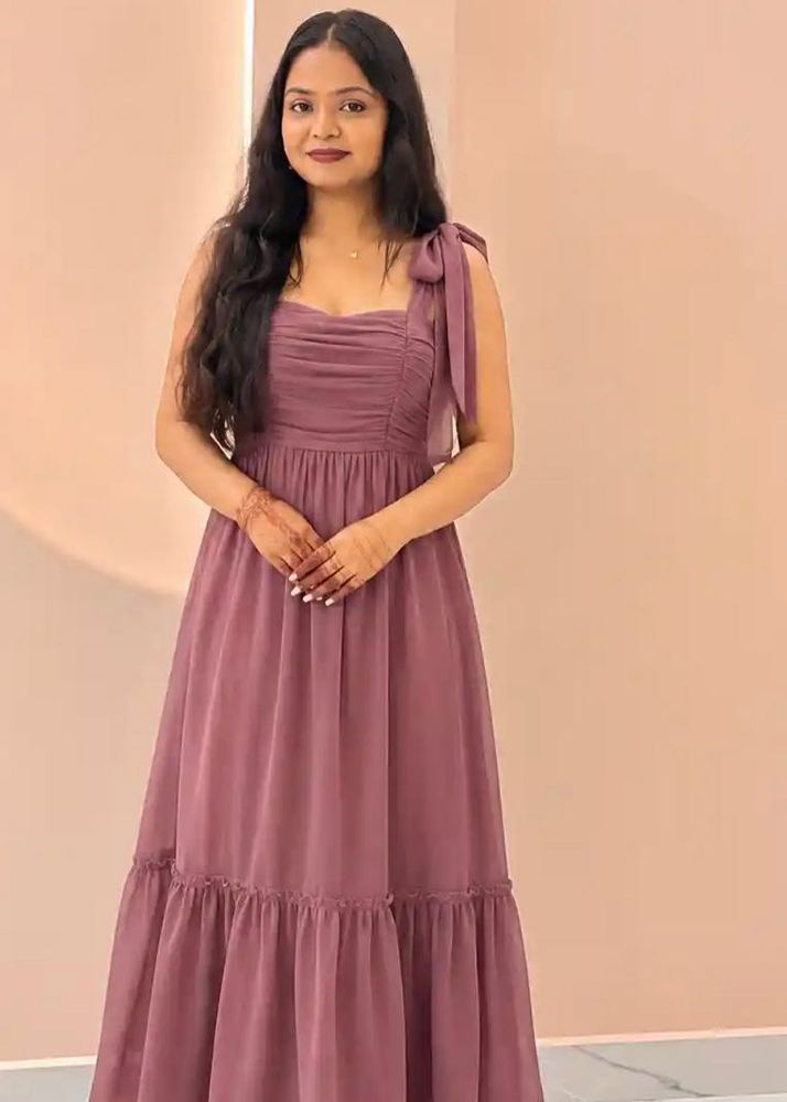 Chic Mauve Ruffled Maxi Dress