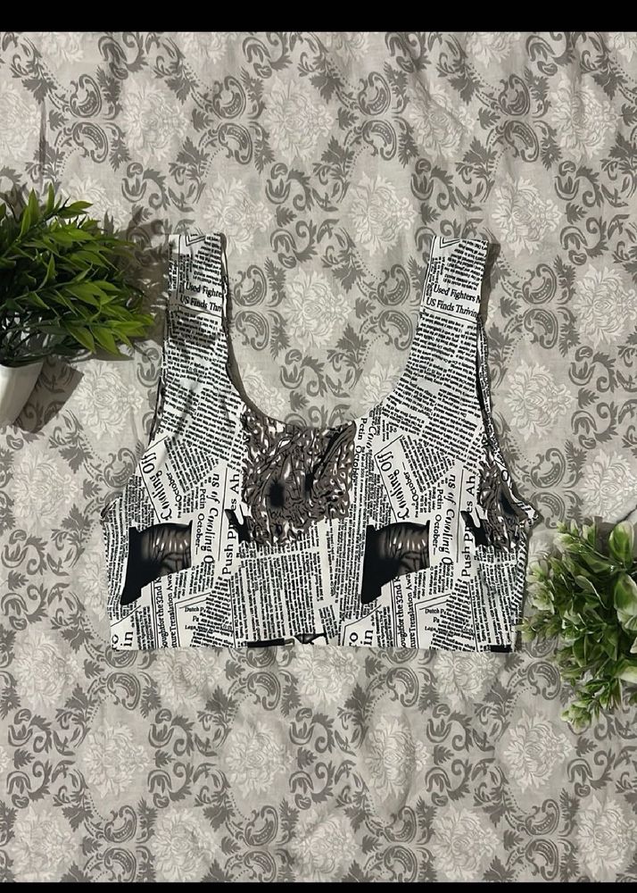 y2k paper printed bralette