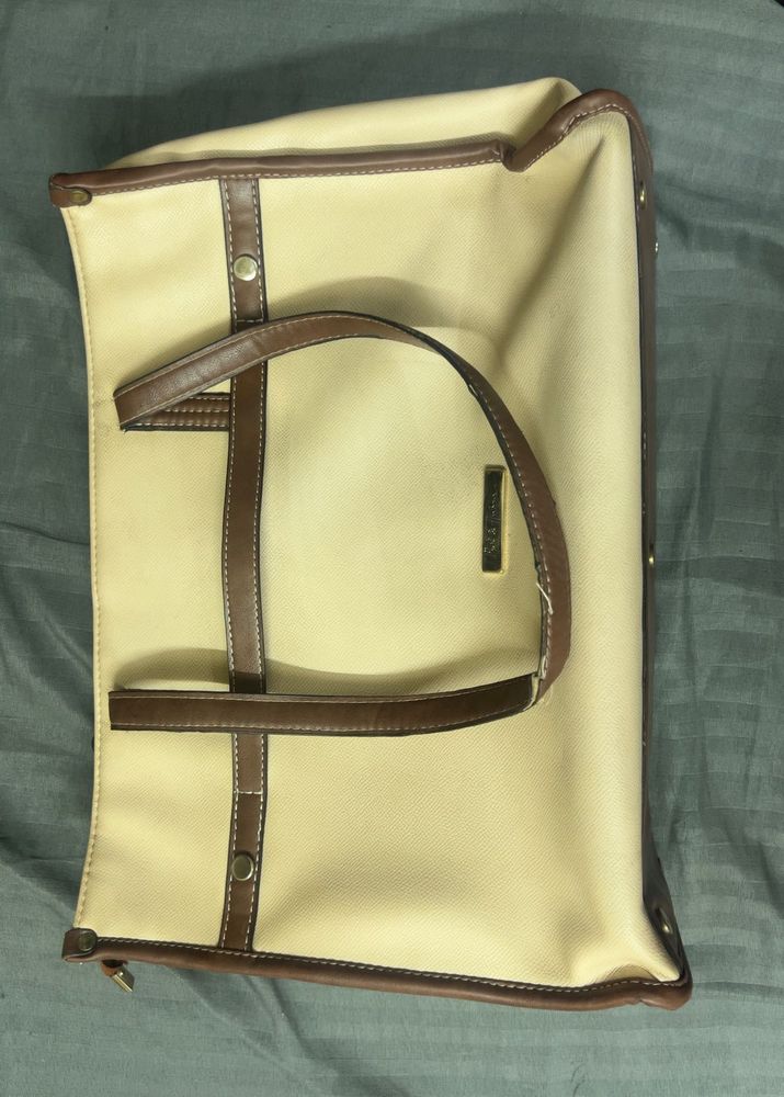 Classic Beige &amp; Brown Tote Bag