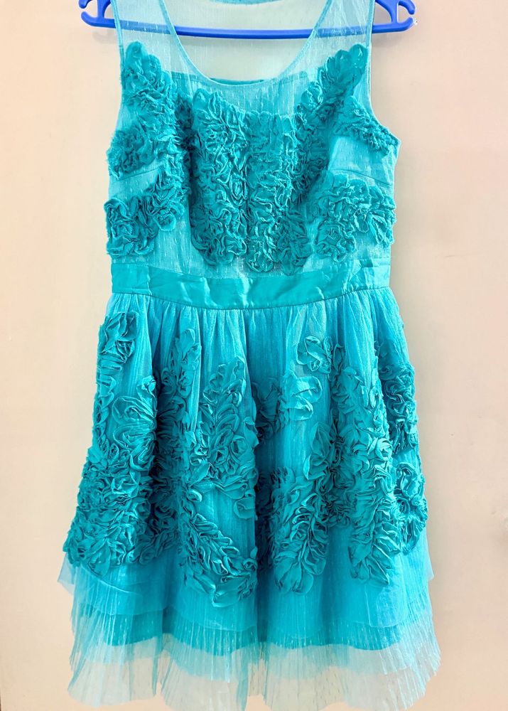 Stunning Teal Ruffle Party Dress