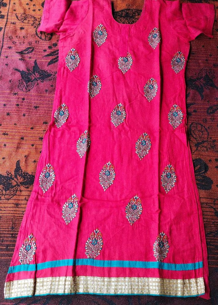 Vibrant Red embroidery kurti