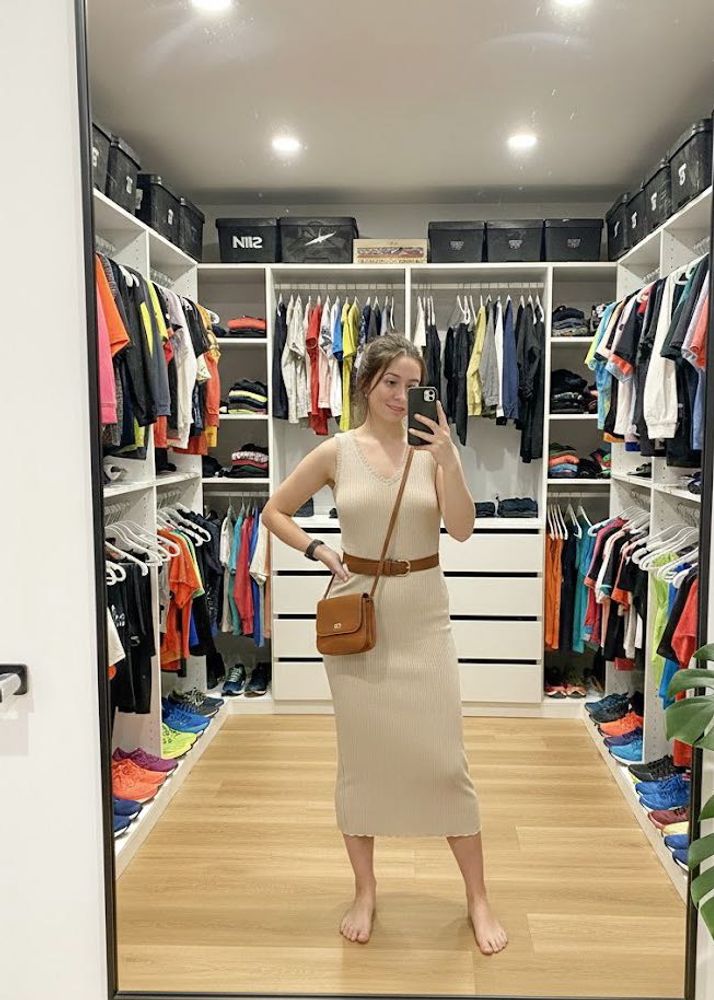 Elegant Beige Midi Dress