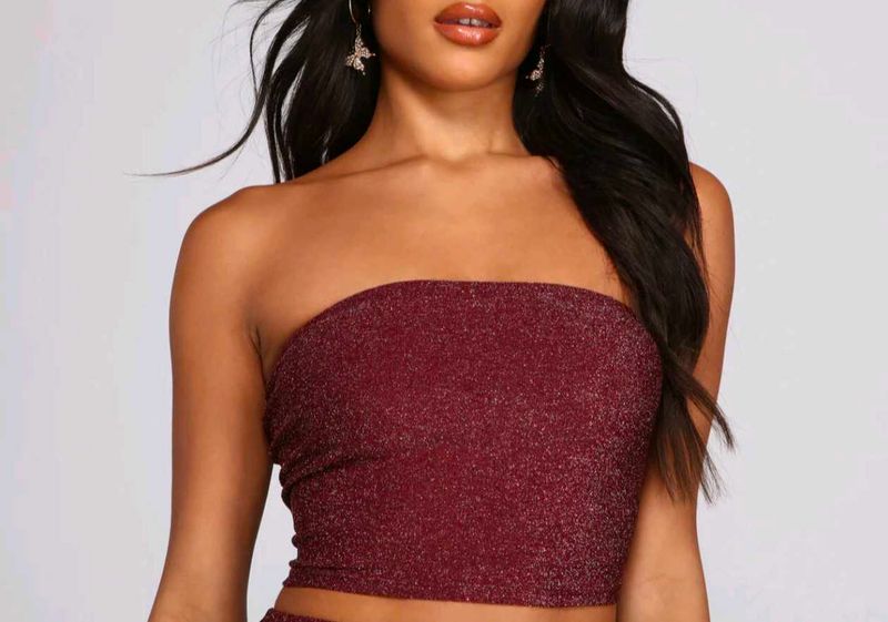 Sparkly Burgundy Tube Top