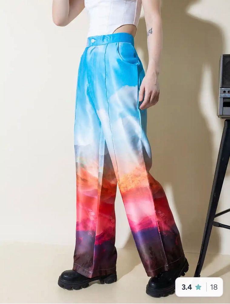 Sky Print Wide Leg Pants