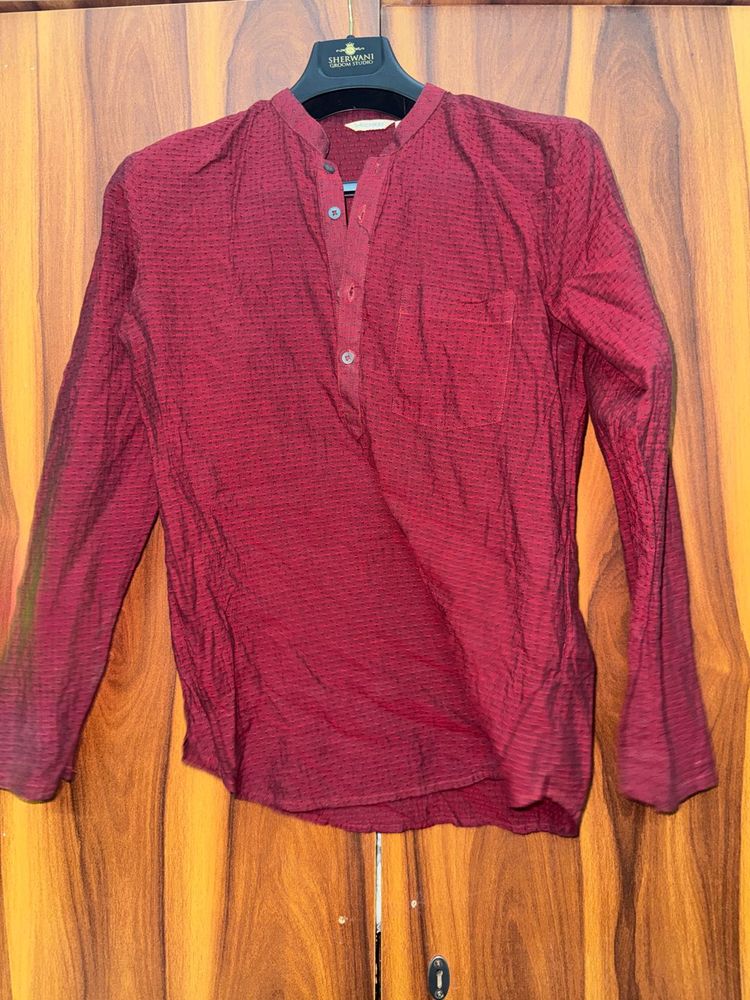Maroon Textured Kurta | Size small