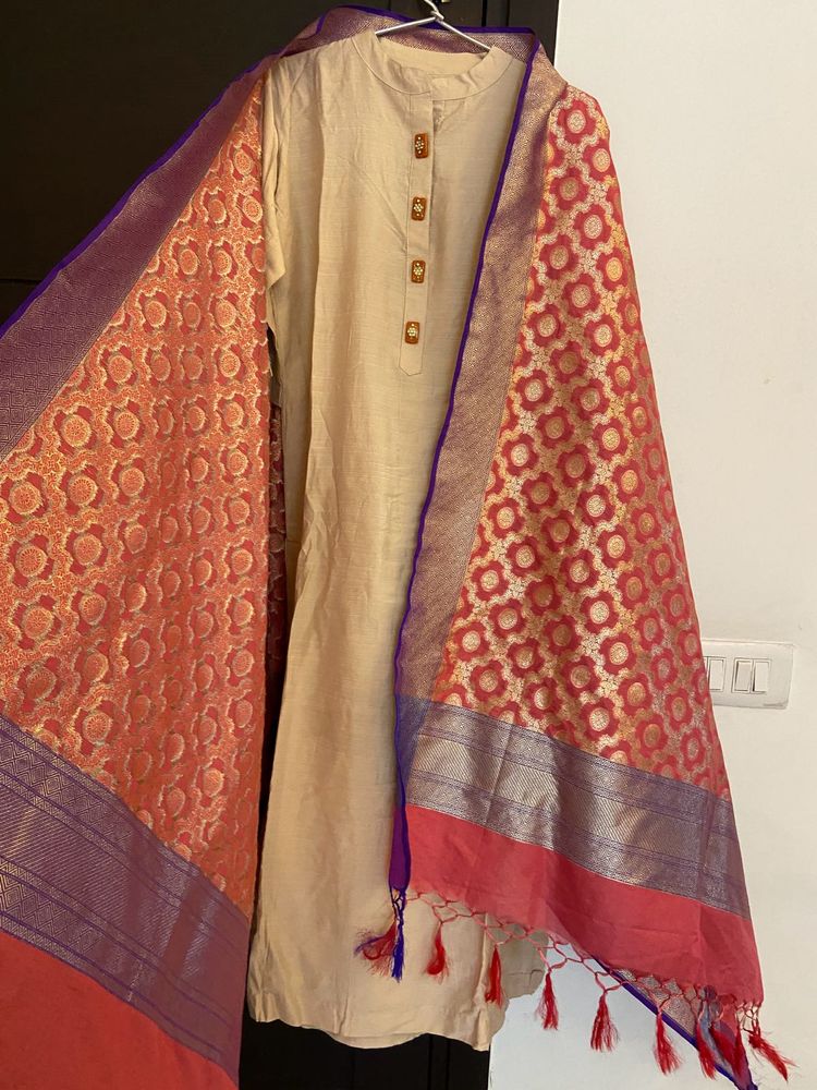 Rakhi Special🧡‼️ Chanderi cotton suit