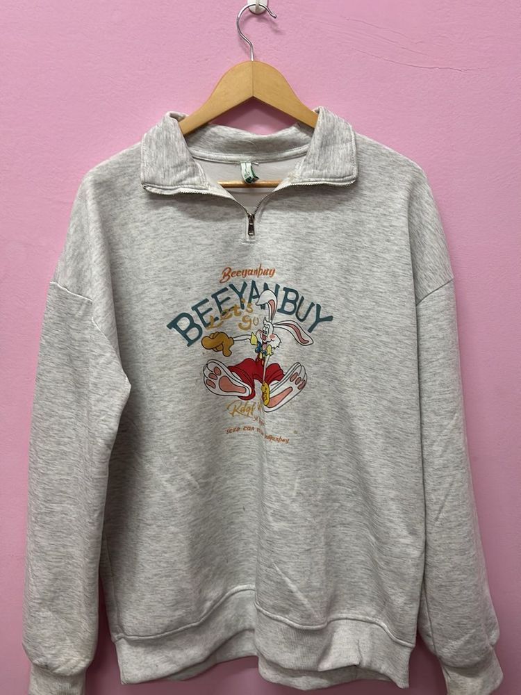 Cartoon Print Half-Zip Sweatshirt
