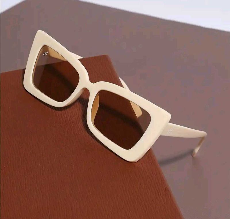Stylish Cream Geometric Sunglasses