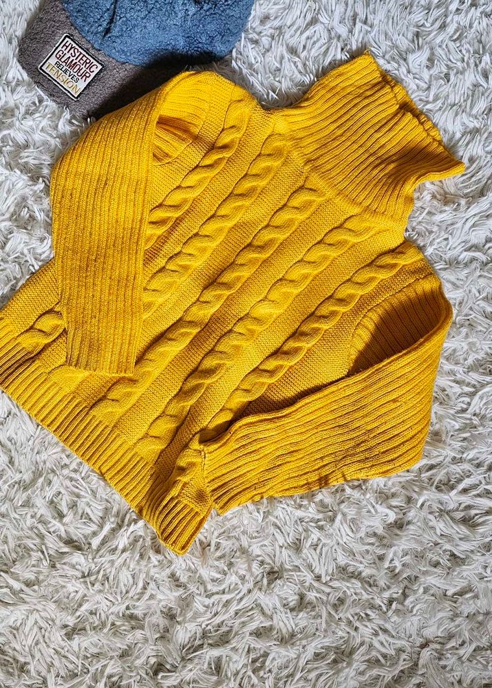 Yellow Cable Knit Sweater