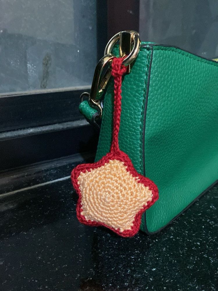 Handmade Crochet Star Keychain Charm