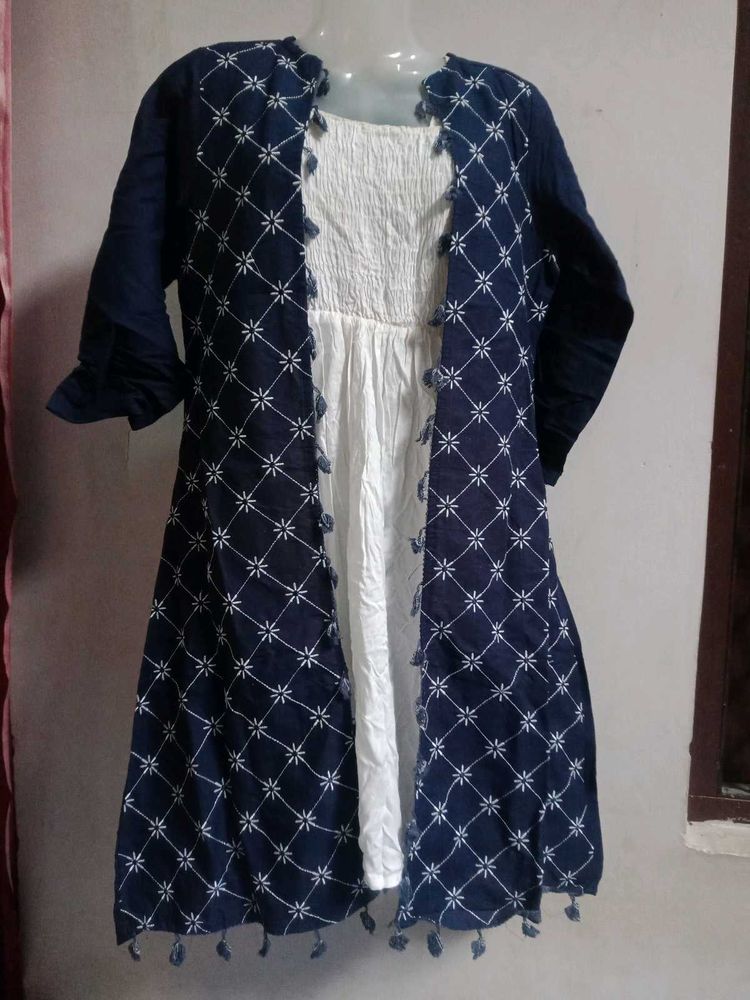 Blue Shrug With White Top