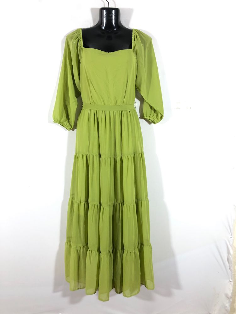 Lime Green Tiered Maxi Dress