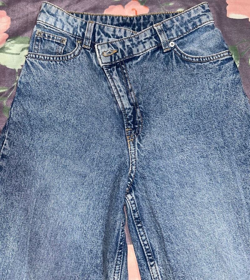 Women Asymmetrical Waist Denim Jeans