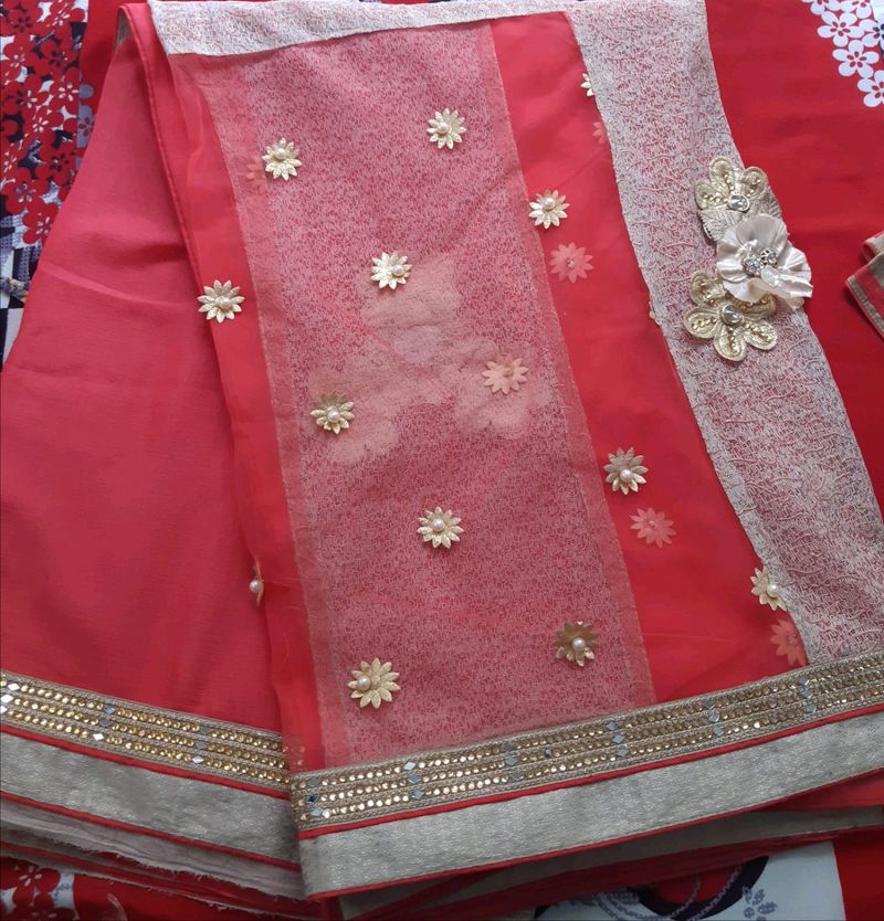 Beautiful Red Color Heavy Saree
