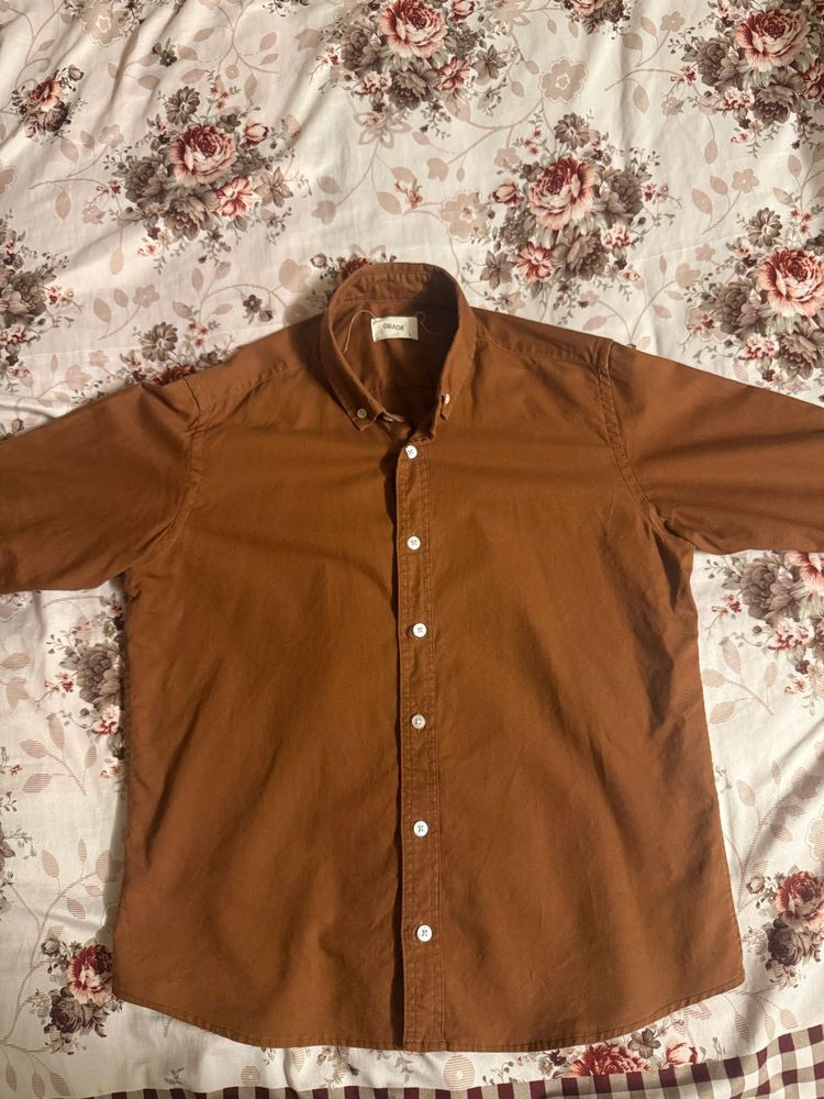 Men's Brown Button-Down Shirt