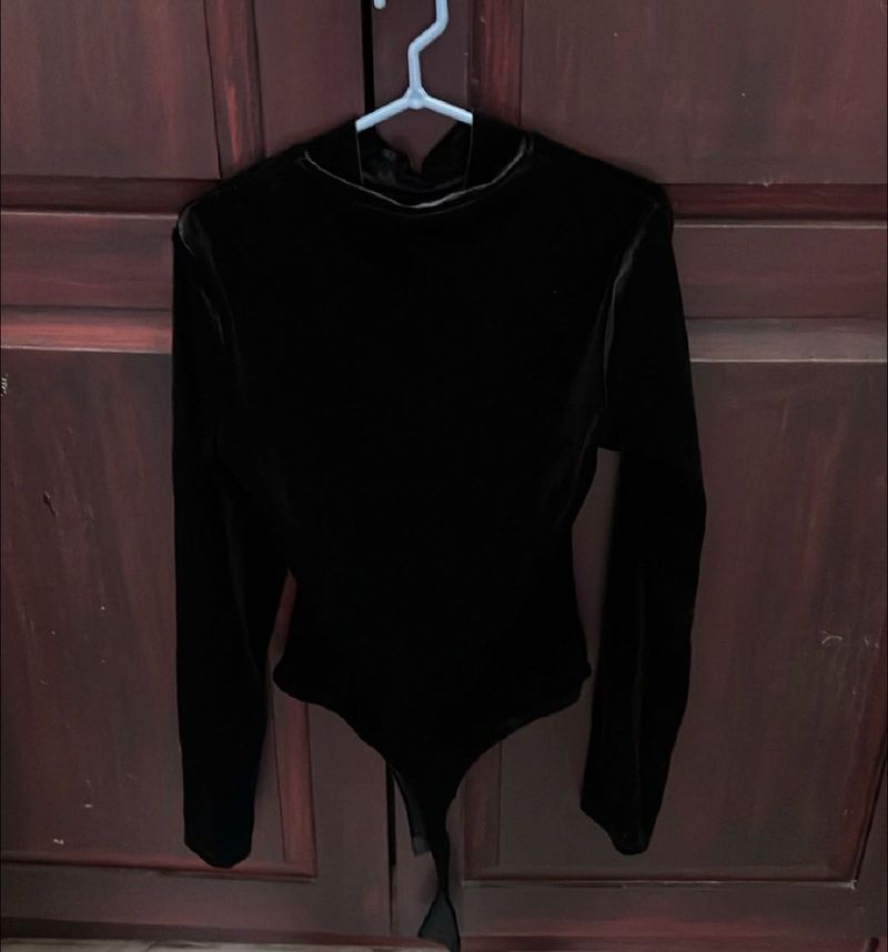 Elegant Black Velvet Bodysuit