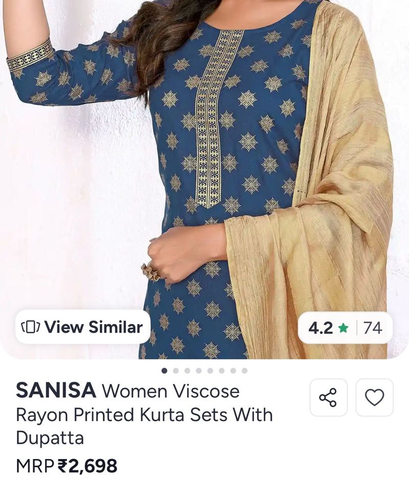 SANISA Women Viscose Kurta Set
