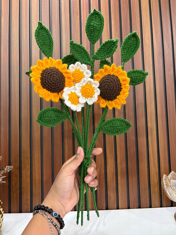 Handmade Crochet Sunflower Bouquet