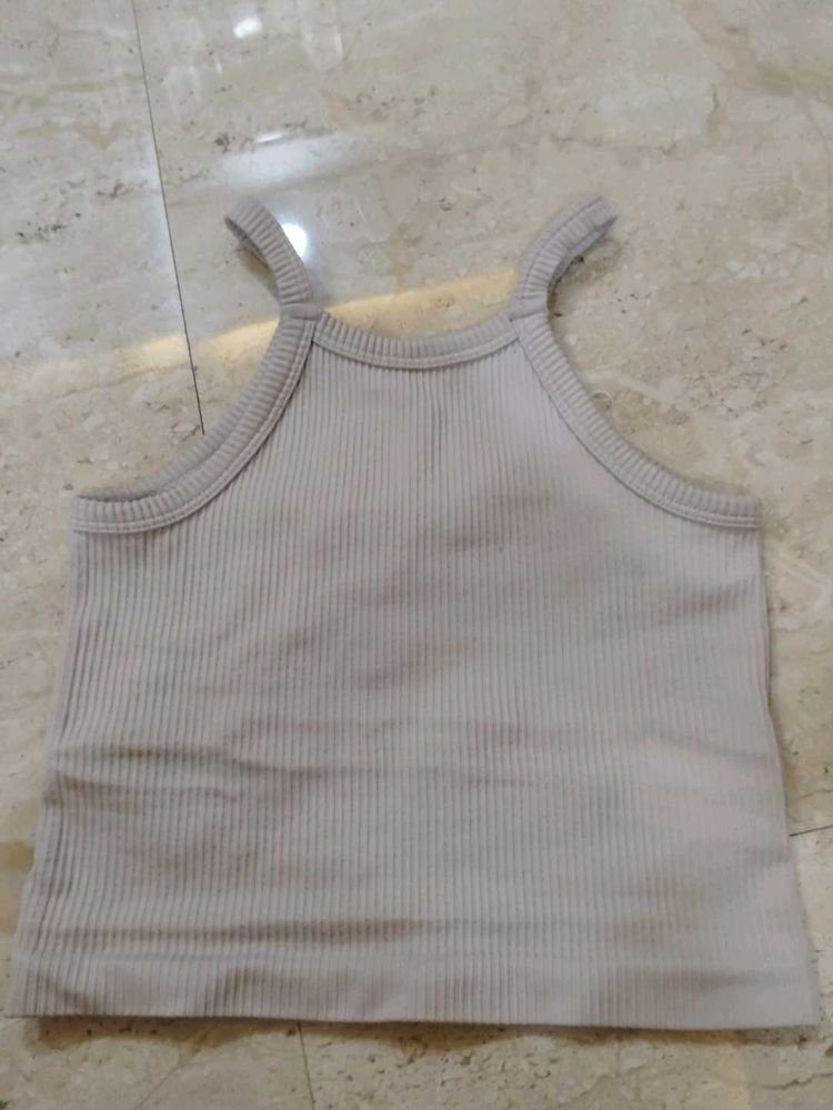 Ribbed Tank Top Xs light grey